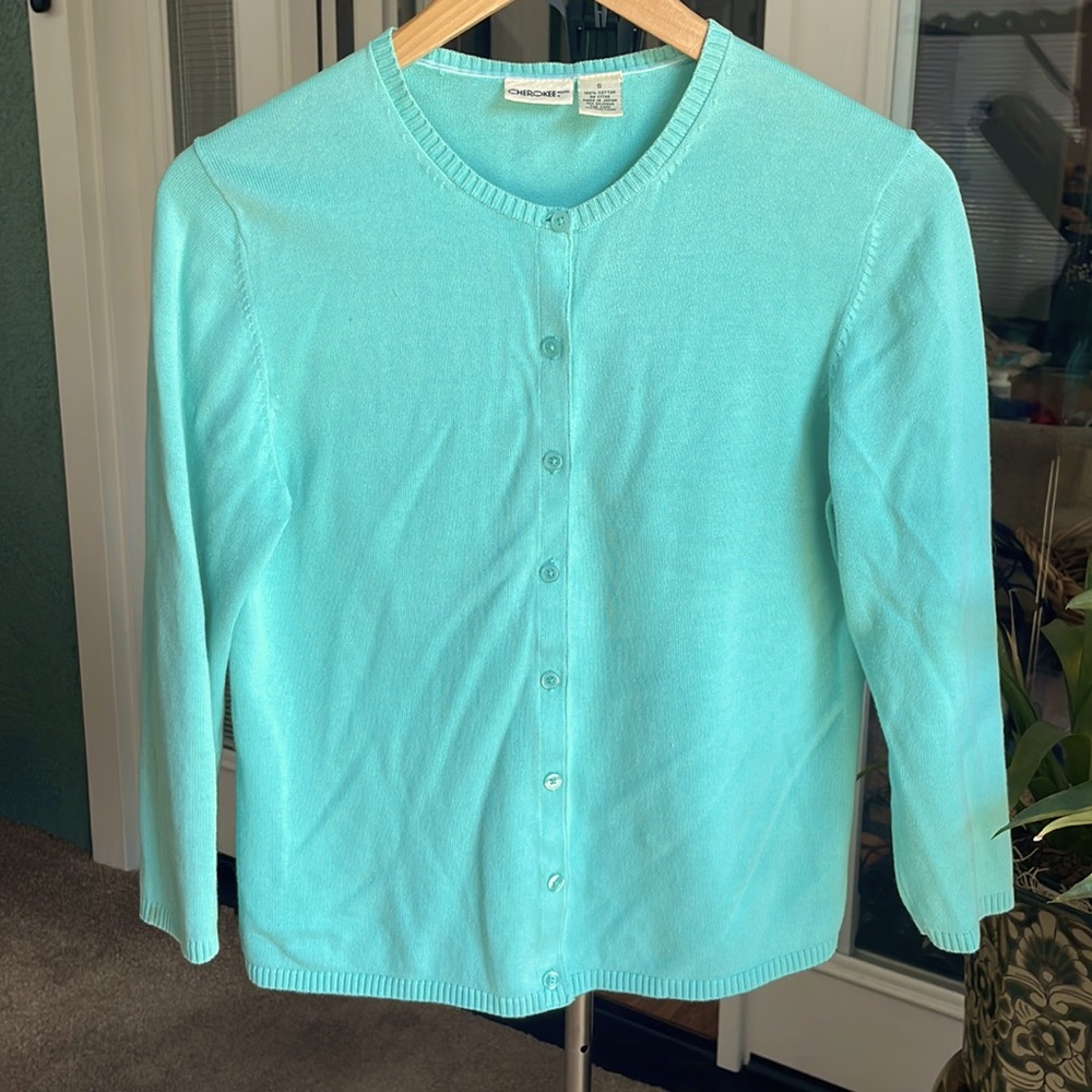 Classic Cherokee light blue cardigan, Small